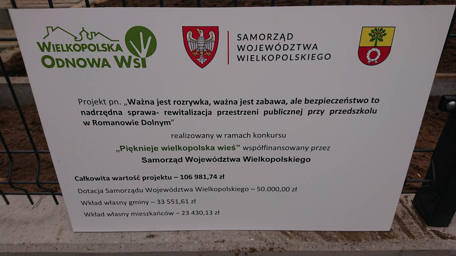 Zakończona została realizacja inwestycji wykonanej w ramach VII edycji konkursu ,,Pięknieje Wielkopolska Wieś".