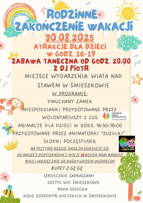 Rodzinne zakończenie wakacji w Śmieszkowie