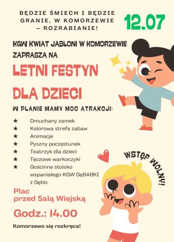 Letni Festyn w Komorzewie 12.07.2025 r. godz. 14:00