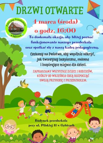 4.03.2026 r. Dzień otwarty w Publicznym Przedszkolu w Gębicach