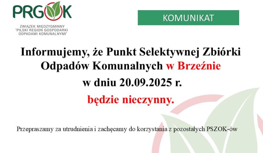 Punkt Selektywnej Zbiórki Odpadów Komunalnych w Brzeźnie nieczynny