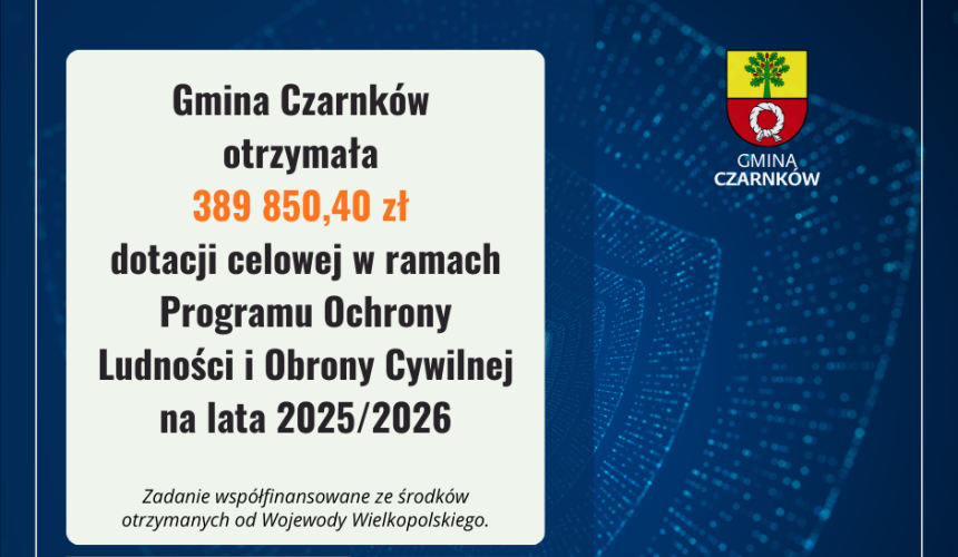 Gmina Czarnków z kolejnym dofinansowaniem!