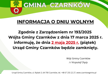 INFORMACJA O DNIU WOLNYM