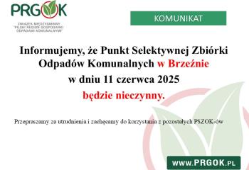 Punkt Selektywnej Zbiórki Odpadów Komunalnych w Brzeźnie będzie nieczynny.