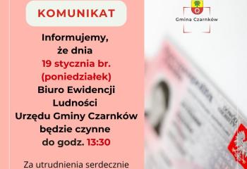 Czas pracy 19.01.2026 r.