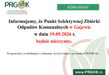 Punkt Selektywnej Zbiórki Odpadów Komunalnych (PSZOK) w Brzeźnie oraz Gajewie
