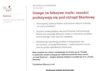 OSTRZEŻENIE DLA MIESZKAŃCÓW GMINY – UWAGA NA OSZUSTWA PODATKOWE