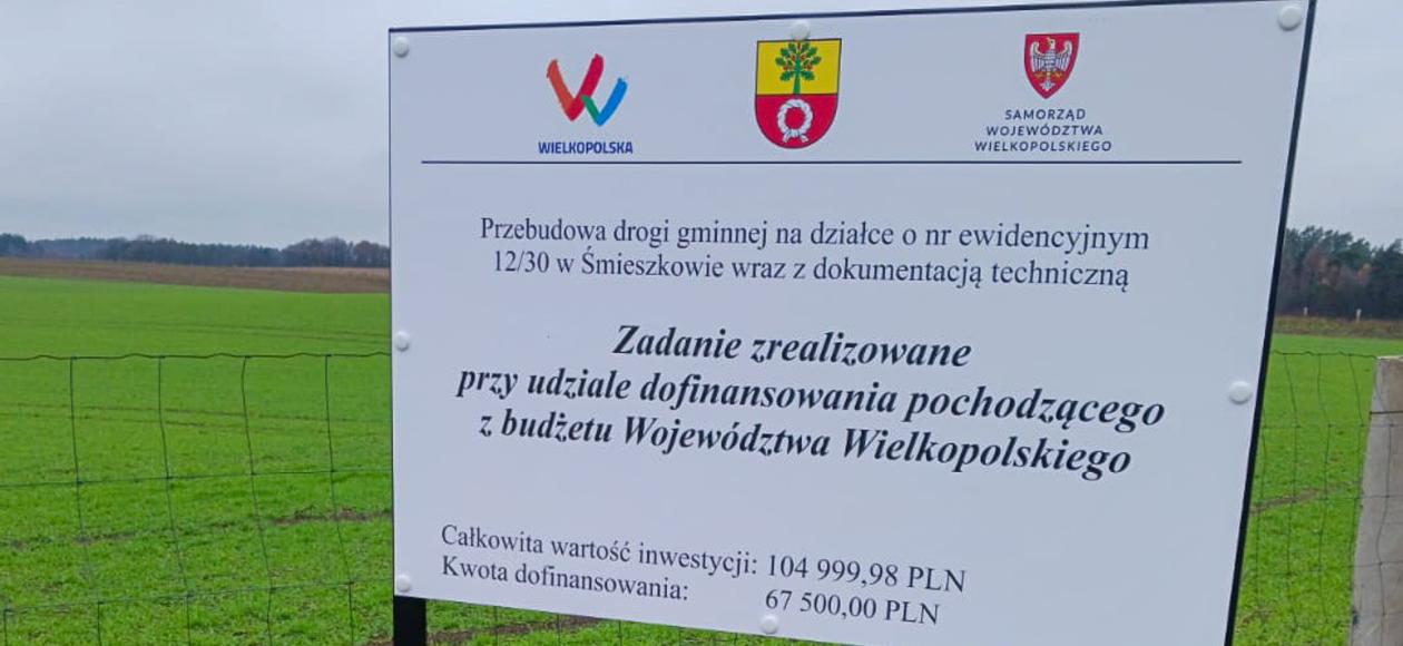 Zakończono przebudowę drogi gminnej w Śmieszkowie.