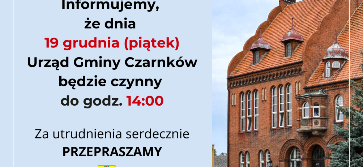 Ważny Komunikat Dotyczący Pracy Urzędu Gminy Czarnków