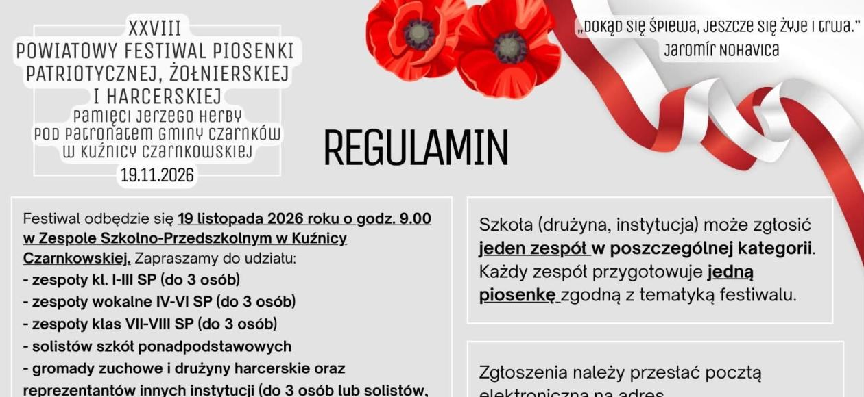 XXVIII Powiatowy Festiwal Piosenki Patriotycznej, Żołnierskiej i Harcerskiej